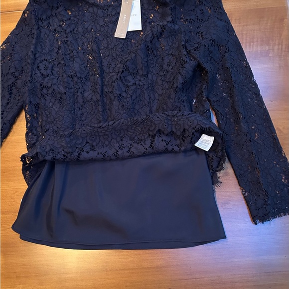 J. Crew, NWT, Lace Blouse with built-in Chemise. Navy, Size 6 - Picture 5 of 11